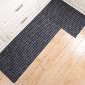 Custom Outdoor Polyester Seven Stripes Rib Doormat Anti Slip Grey Door Mat Entrance Outdoor TPR Floor Mat